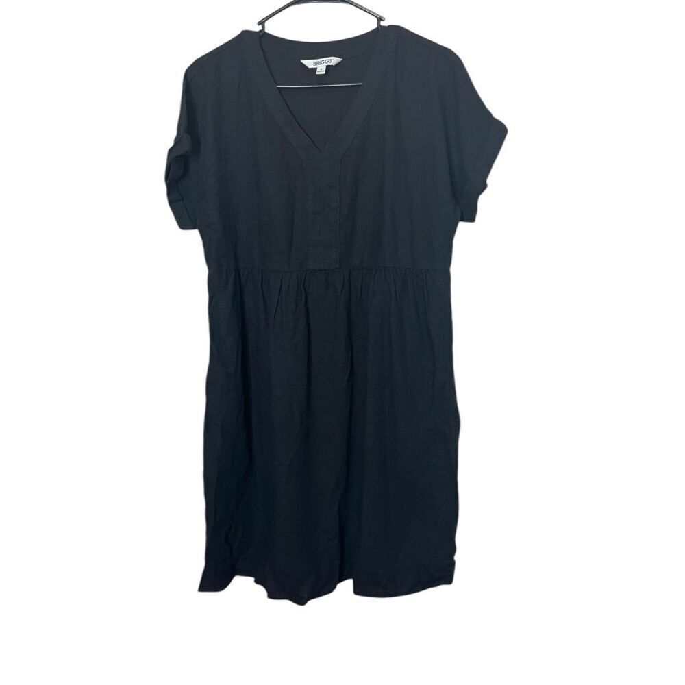 Briggs Short Sleeve Linen‎ Dress Black Size Small
